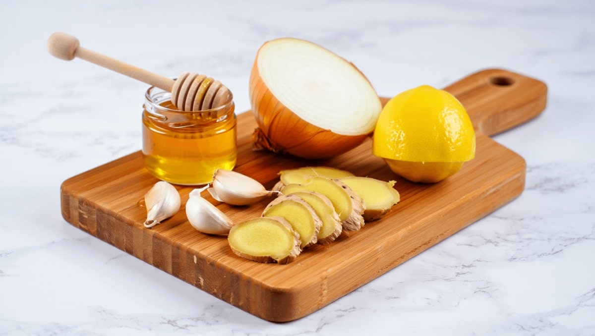 Gingembre râpé, oignon, ail, jus de citron et miel ! Prenez juste 1 cuillère par jour et voyez le résultat