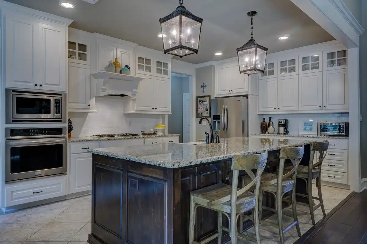 Kitchen counter with visible ultraprocessed snacks left out