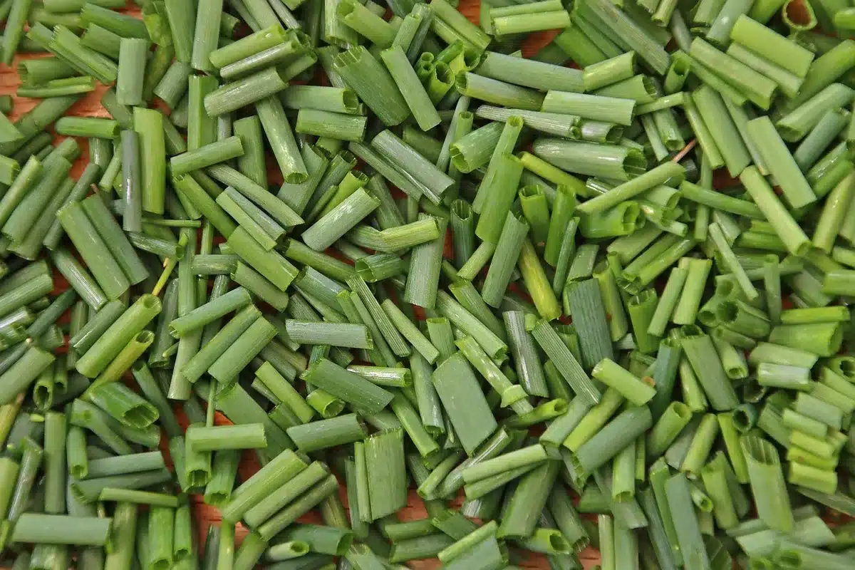 Close-up of hands chopping vegetables on a wooden board in a bright kitchen